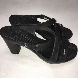 Crocs Cyrus IV Heels/Sandals/Slip-ons. 8W. Black